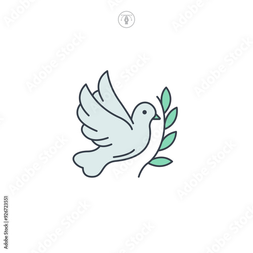 Dove with Olive Branch icon symbol vector illustration isolated on white background