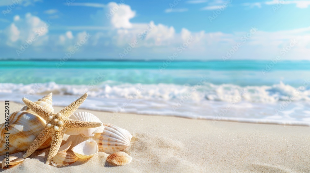Seashells and Starfish on a Sunny Beach Seashells and Starfish on a Sunny Beach
