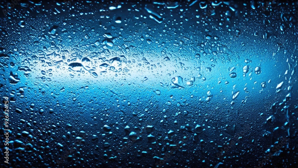 drops on glass, evening, night, blue background drops on glass, evening, night, blue background