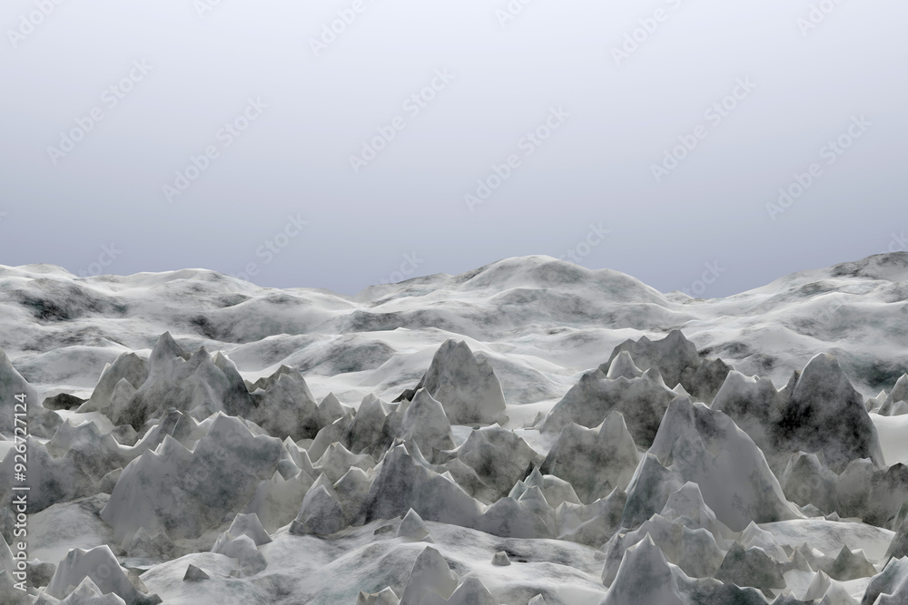 Obraz premium Fantastic Sci-fi landscape on alien desert planet with amazing rock formations 3d Illustration