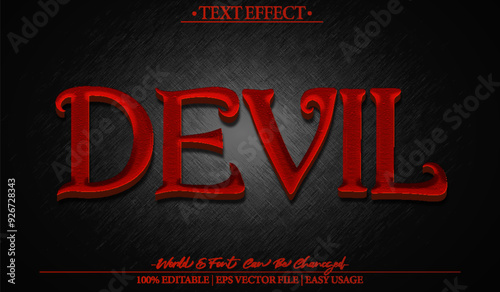 Devil  Vector Text Effect Editable Alphabet Demon Horror Scary Black Red