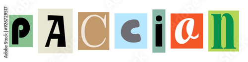 Colorful letters spelling PACCION 