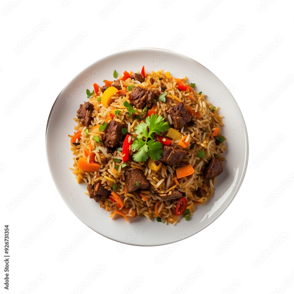 Mouthwatering Kabuli Pulao with Tender Beef and Vegetables Isolated on a Transparent Background | Tasty Kabuli Pulao Isolated on a Transparent Background Mouthwatering Kabuli Pulao with Tender Beef and Vegetables Isolated on a Transparent Background | Tasty Kabuli Pulao Isolated on a Transparent Background