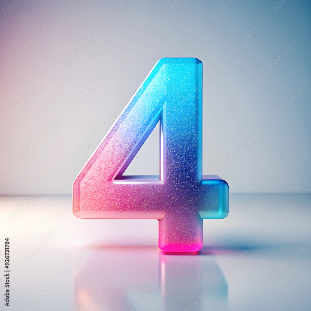 Pink and blue mixed gradient, number 4, octane render,transparent glass texture,frosted glass,transparent technology sense, industrial design,white background,minimal Pink and blue mixed gradient, number 4, octane render,transparent glass texture,frosted glass,transparent technology sense, industrial design,white background,minimal