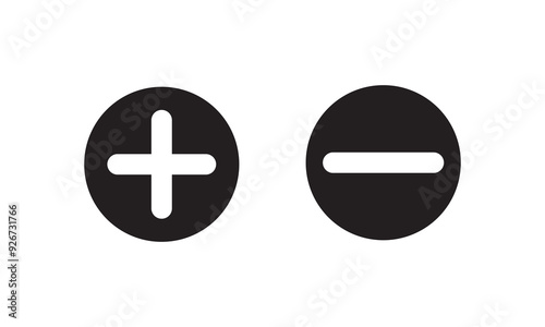 Plus and minus signs vector icons set