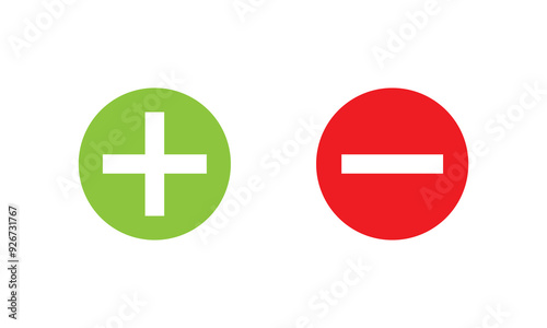 Plus and minus signs vector icons set
