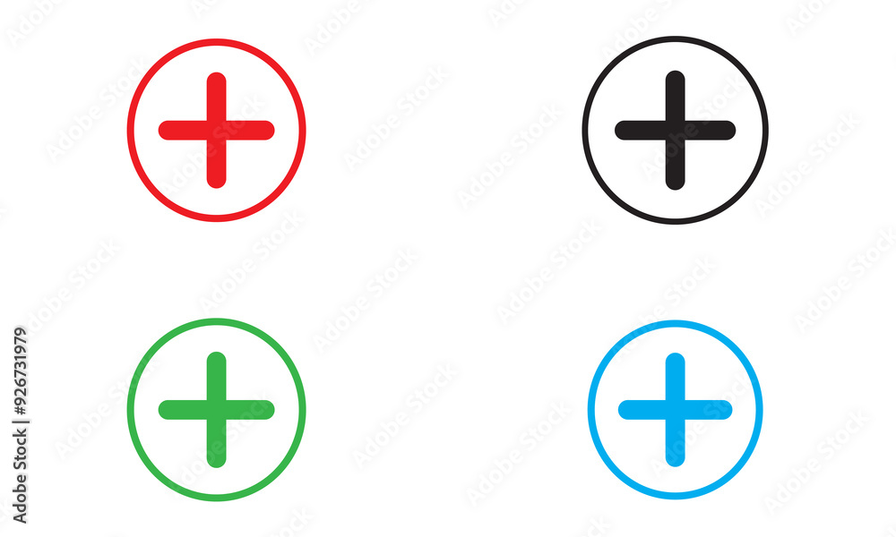 More icon. Set of plus icons. Vector illustration. More icon. Set of plus icons. Vector illustration.