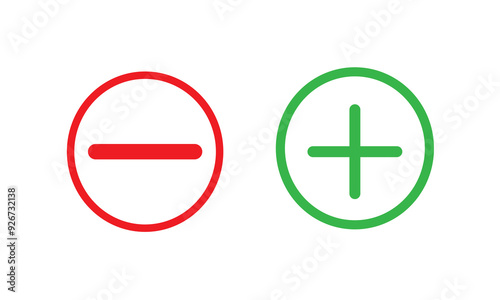 Plus and minus vector icon in modern design style for web site and mobile app