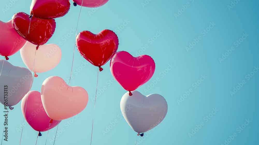 back to schol balloons, heart shapes, red and pink, floating against a clear blue sky back to schol balloons, heart shapes, red and pink, floating against a clear blue sky