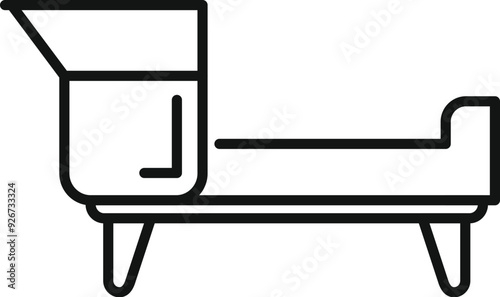 Simple line icon of a bedside lamp illuminating a bedroom, perfect for designs related to interior design or relaxation