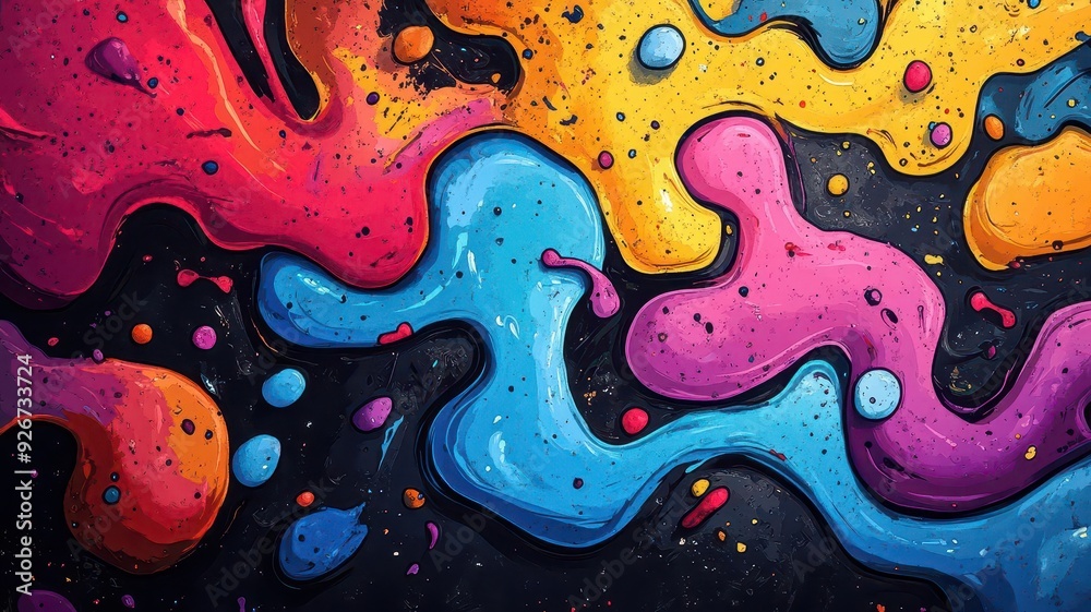 Abstract colorful liquid paint background.