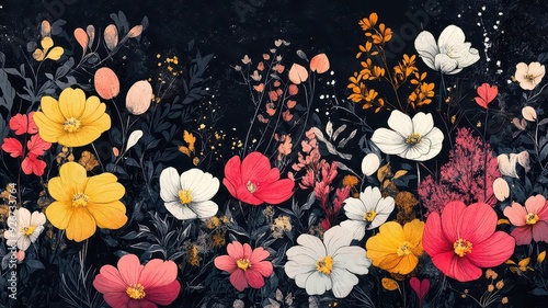 Wallpaper Mural Colorful floral arrangement on dark background. Torontodigital.ca