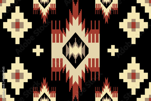 Navajo tribal vector pattern. Native American ornament. Ethnic South Western decor style. Boho geometric ornament.Ikat floral paisley embroidery blanket, rug. Woven carpet