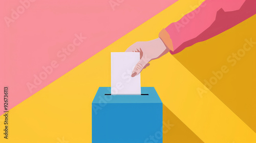 Democratic voting concept,A hand placing a paper in the ballot box,