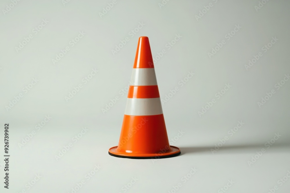 Single Orange Traffic Cone on White Background Single Orange Traffic Cone on White Background