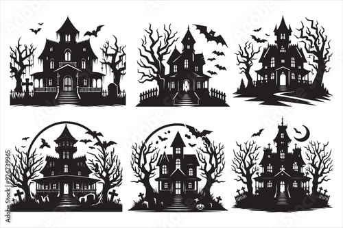 Haunted house vector silhouette