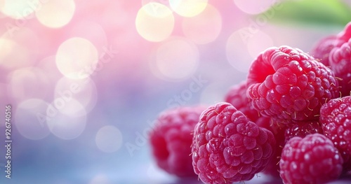 Ripe raspberry on green leaf in a lush garden during a sunny afternoon