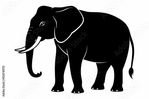 Asian elephant silhouette black vector illustration