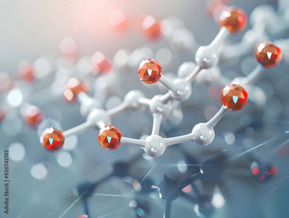 Obraz premium Abstract Structure Background of Molecule Or Atom, molecular structure, structural chemical formula with atoms