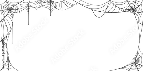 illustration of a spider web halloween frame, spider web vector eps