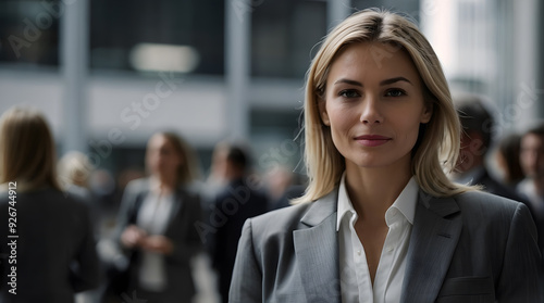 Portrait of successful business woman outdoor, looking at camera and copy space best candidate
