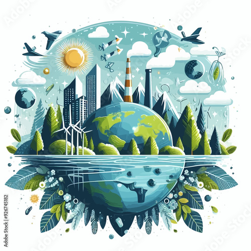 This vector image shows the importance of the environment.

