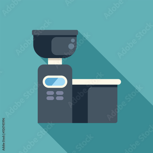 Modern coffee machine making delicious and aromatic coffee with long shadow