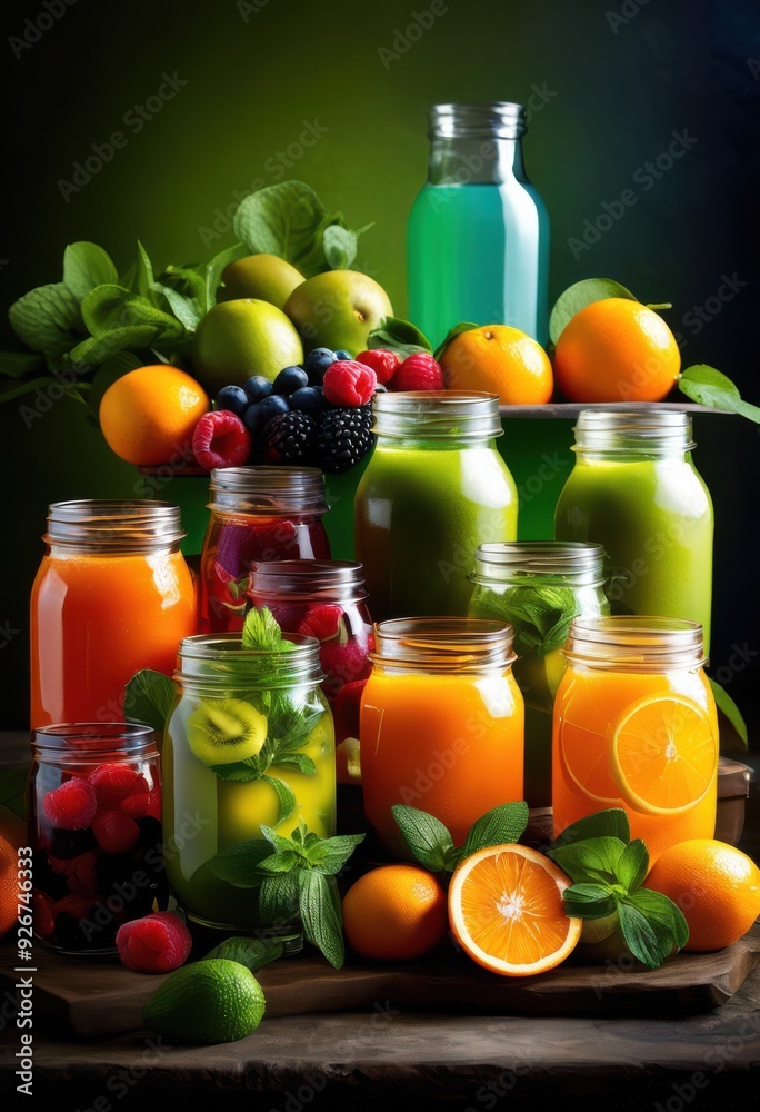 vibrant beverage ingredients displayed striking illumination colorful liquids, beverages, drinks, cocktails, smoothies, juices, herbs, fruits, garnishes vibrant beverage ingredients displayed striking illumination colorful liquids, beverages, drinks, cocktails, smoothies, juices, herbs, fruits, garnishes