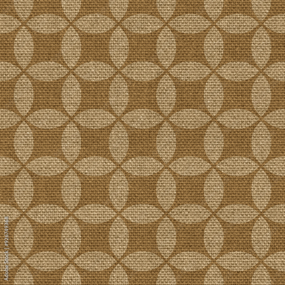 Fototapeta premium Burlap Sack Textured Abstract Geometric Seamless Pattern Realistic Sackcloth Fabric, fabric cloth texture background, seamless pattern of natural textile Look Perfect for Allover Natural Color print