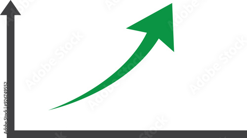 Green Arrow Going Up Graph Icon. Diagram, Market, Growth, Trend Design Vector Illustration Stroke.