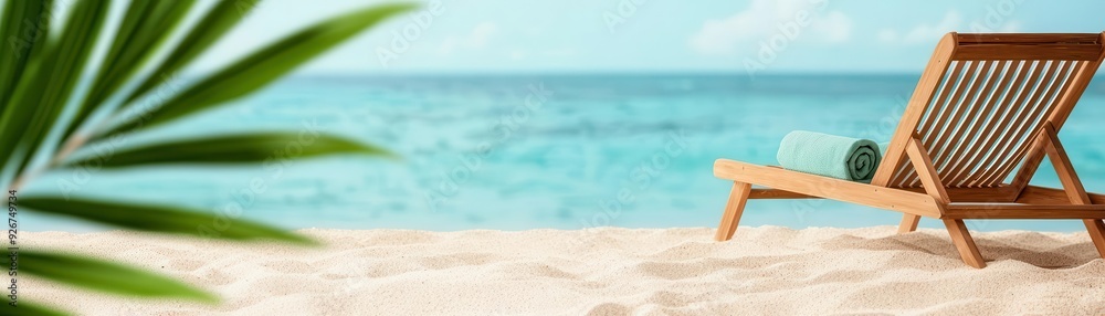 Labor Day by the seaside, with a lounge chair set up for relaxation, surrounded by soft sand and gentle ocean breezes Labor Day by the seaside, with a lounge chair set up for relaxation, surrounded by soft sand and gentle ocean breezes