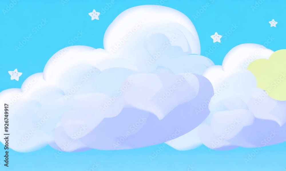 Cute smiling cloud in cartoon style. Generative ai