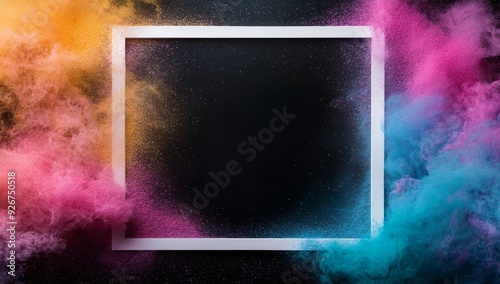 Colorful smoke swirl with dark center spot during artistic performance