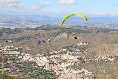Paraglider at Cenes in the Sierra Nevada, Spain
