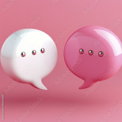 Two glossy speech bubbles in white and pink on a vibrant pink background