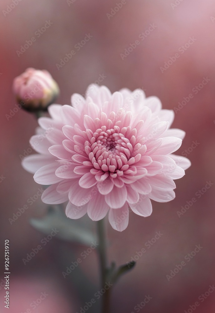 Fototapeta premium Delicate pink flower blooms in soft sunlight during spring in a garden