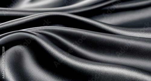 Elegant black satin fabric draping softly in natural light