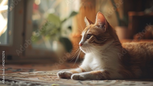 Enchanting realistic indoor photo capturing the charm of a delightful and adorable cat