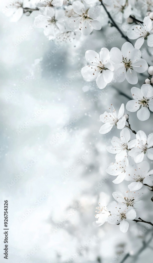 Delicate white flowers arranged on a soft background for an elegant spring display Delicate white flowers arranged on a soft background for an elegant spring display