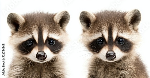 Two playful raccoon cubs exploring together indoors