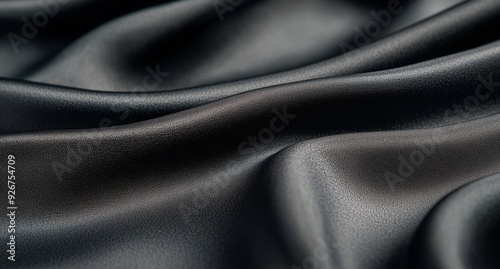 Elegant black satin fabric draping softly in natural light