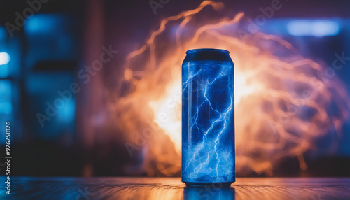 A high-energy plasma drink served in a cylindrical container with transparent walls, allowing 