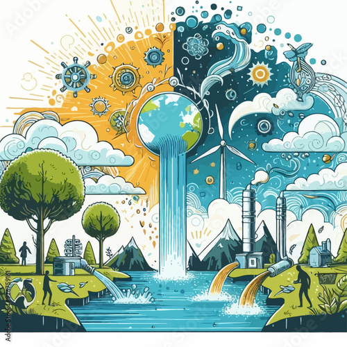 This vector image shows the importance of the environment.

