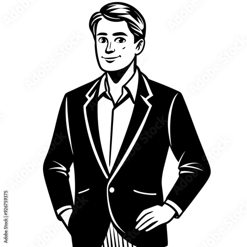 Business man silhouette vector art illustration