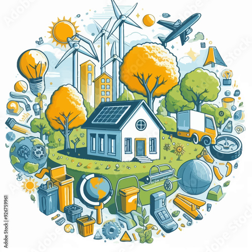 This vector image shows the importance of the environment.

