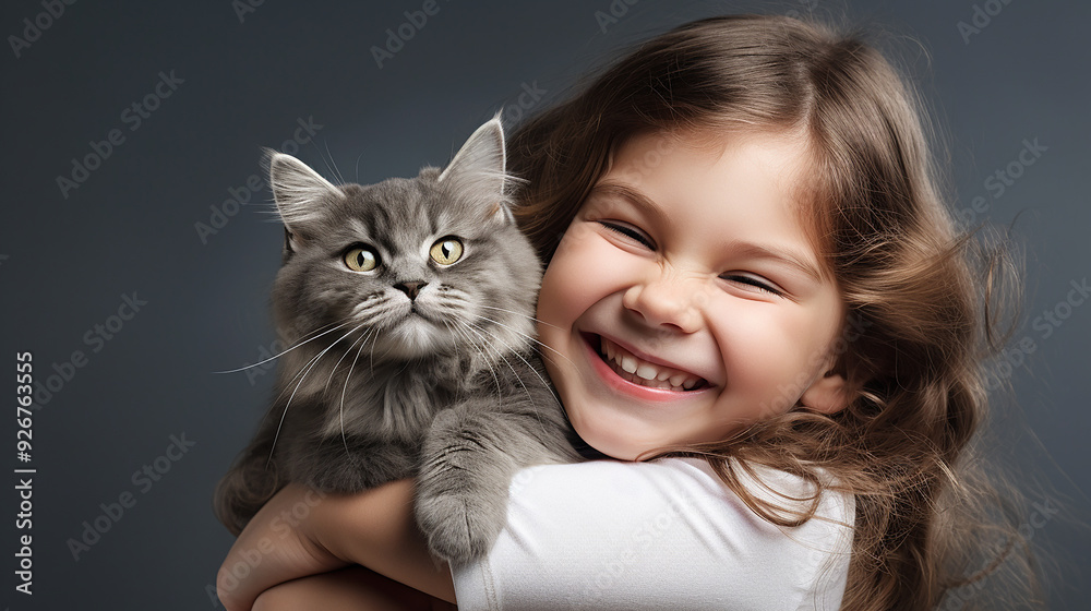 image of The happy sight of a cat and a smiling girl image of The happy sight of a cat and a smiling girl