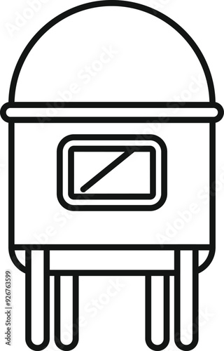 Outline style icon of a milk pasteurization tank representing dairy processing and industrial equipment