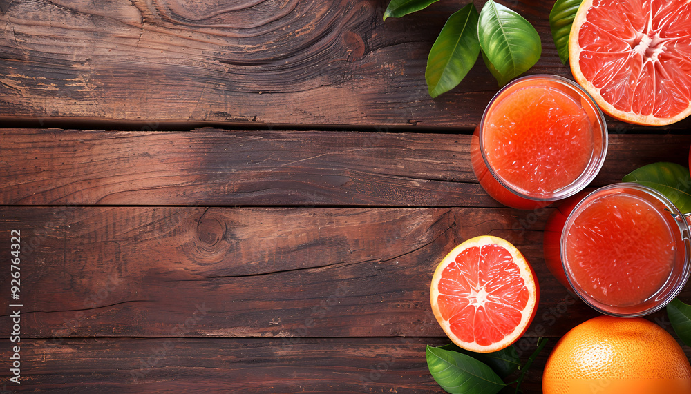 Ripe grapefruit with juice on table close-up Ripe grapefruit with juice on table close-up