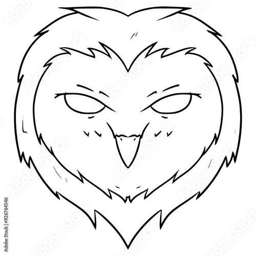 owl head illustration hand drawn outline vector photo