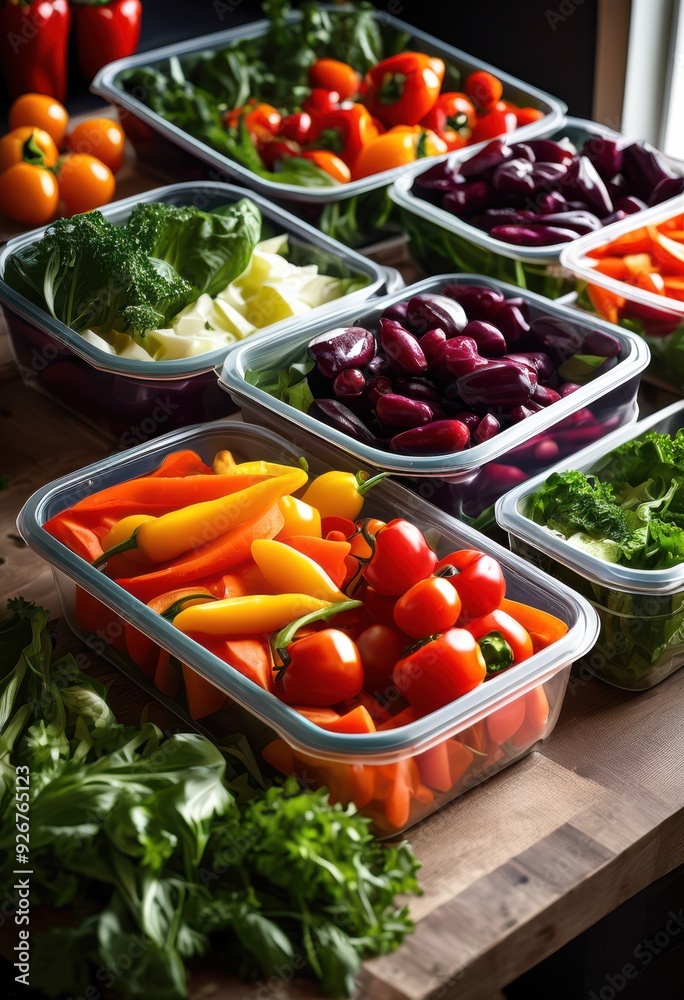 colorful meal prep containers overflowing crisp vegetables ready healthy eating nutrition, balanced, veggies, fresh, vibrant, diet, food, cooking, ingredients colorful meal prep containers overflowing crisp vegetables ready healthy eating nutrition, balanced, veggies, fresh, vibrant, diet, food, cooking, ingredients